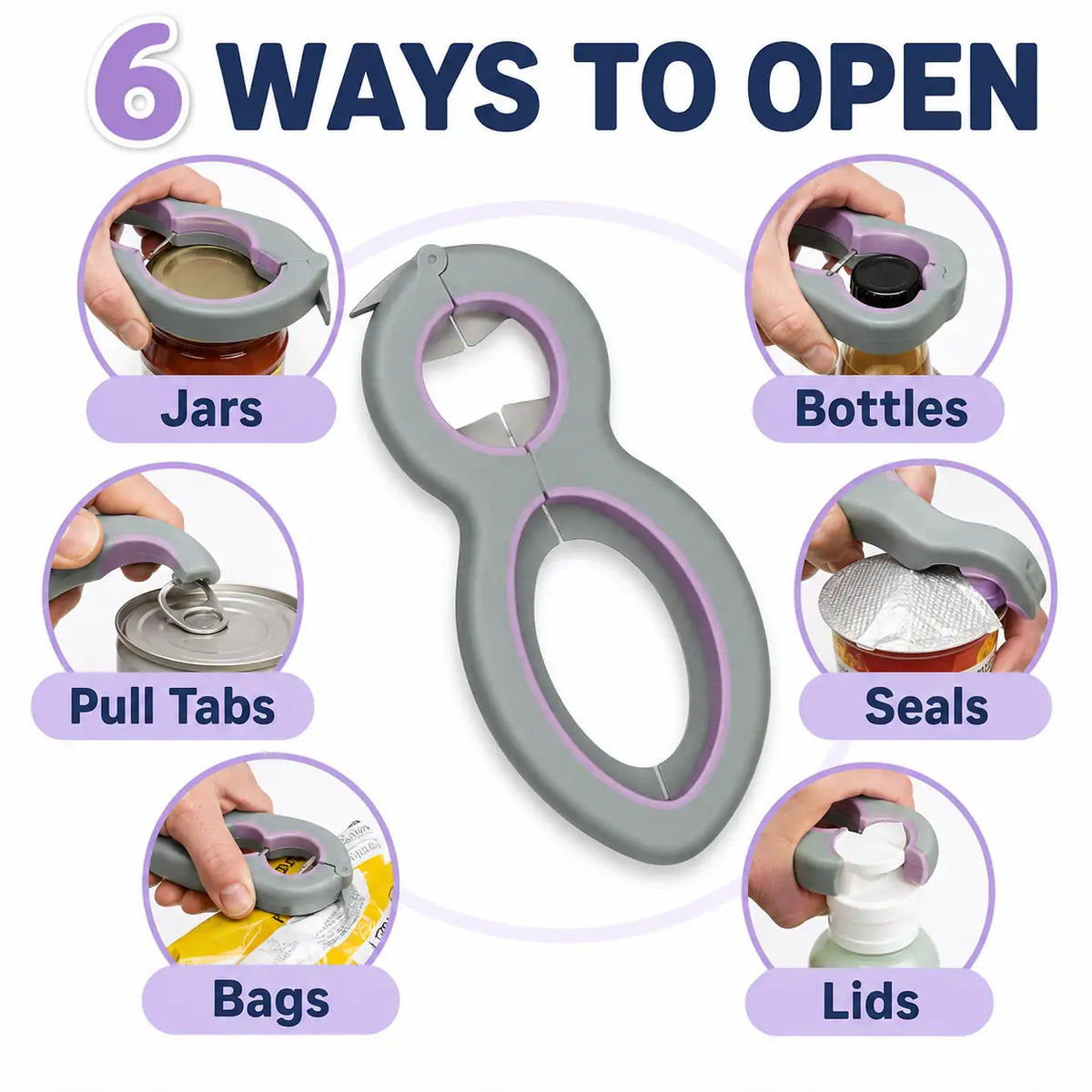 6-in-1 Easy Kitchen Opener for Weak Hands