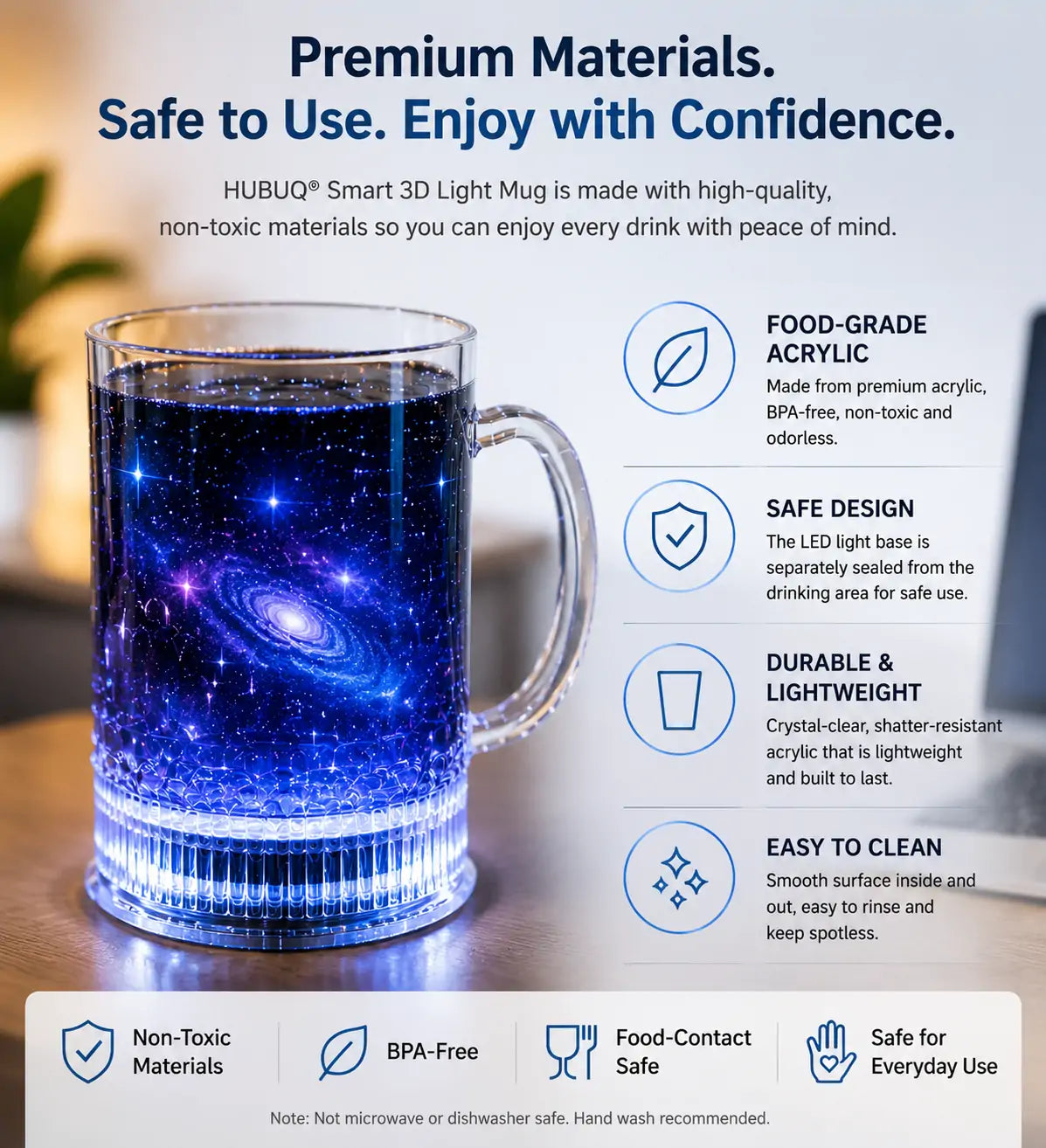 HUBUQ® Smart Acrylic Glow Glass