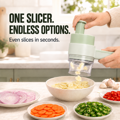 Handheld electric slicer creating even slices