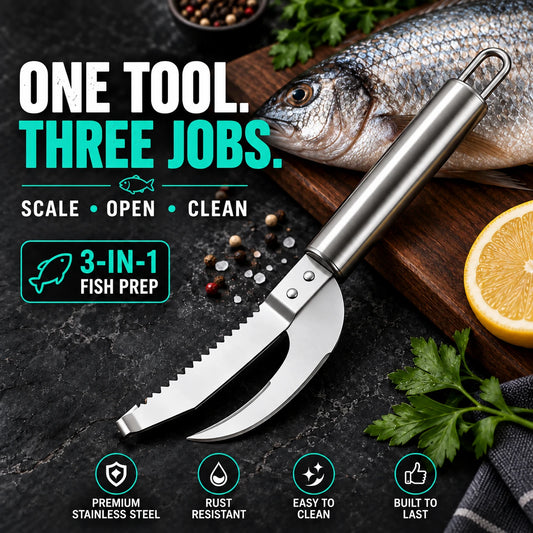 3-in-1 fish scaler and cleaning knife
