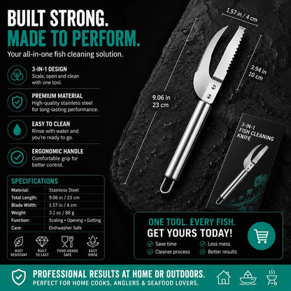 Fish cleaning tool measurements and specifications