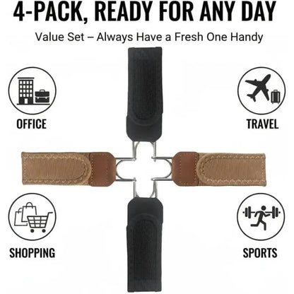 Four-pack no-show invisible belt set