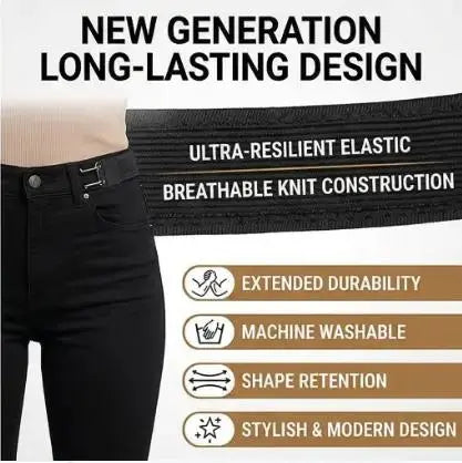 Flexible woven no-show belt construction and care features
