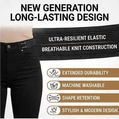 Flexible woven no-show belt construction and care features