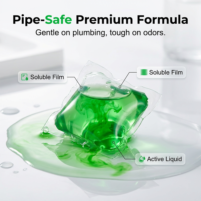 Drain freshening pods for household drains