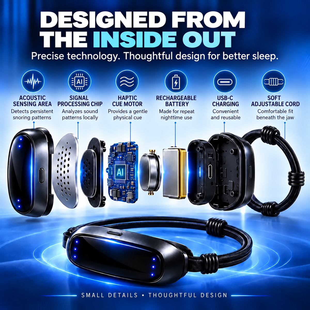Topacme Noctra exploded product design and components