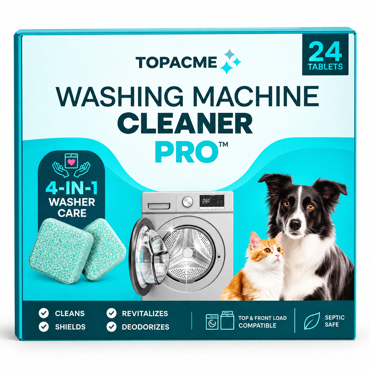 Topacme washing machine cleaner 24-tablet box