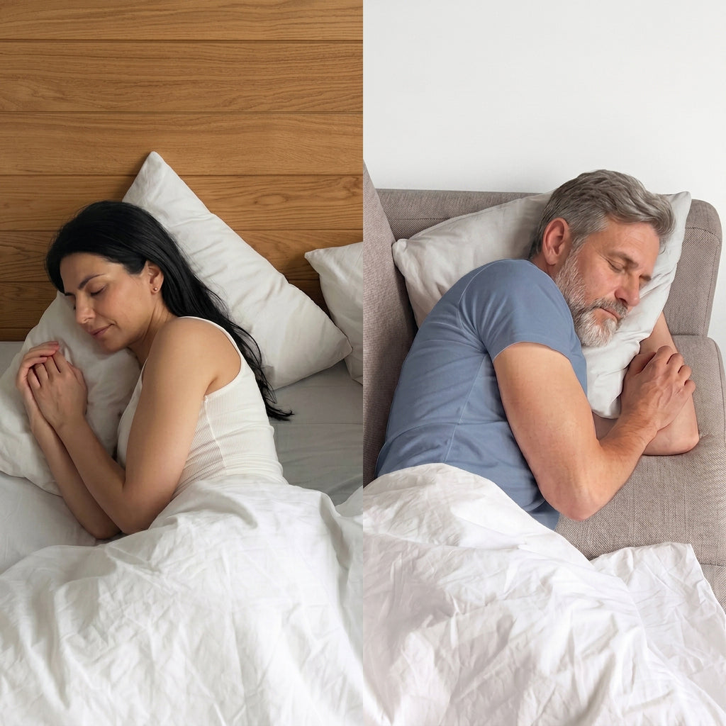 Couple sleeping separately because of snoring