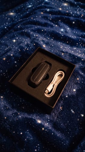 Customer photo of the device and charging cable in the box
